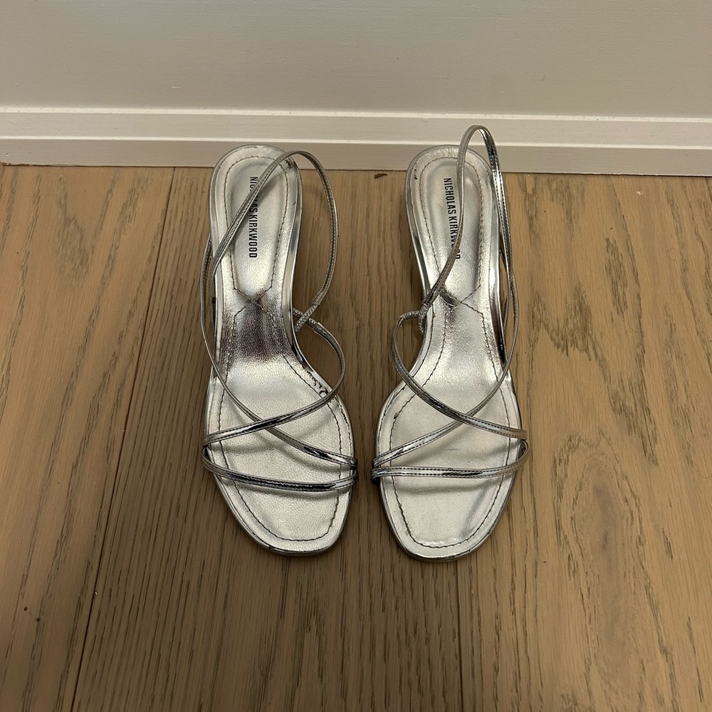 Silver Nicholas Kirkwood Sandal Heels